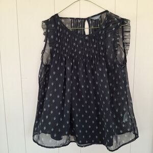 Denver Hayes Black Sheer Sleeveless Blouse With Removable Tank Top Layer Size M